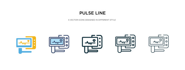 脉冲线图标有不同的两种颜色样式图片下载