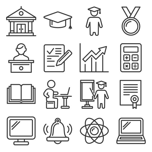教育学院和学校学习图标集图片下载