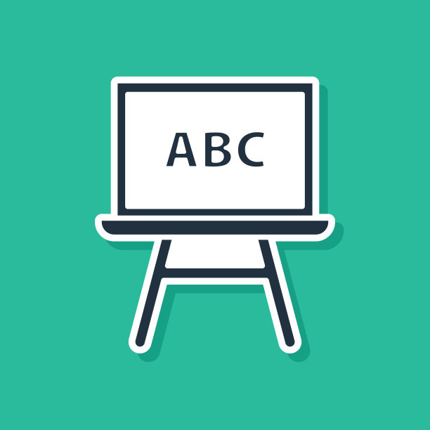 蓝色黑板图标隔离在绿色背景图片下载