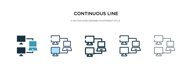 不同风格的连续线条图标图片下载