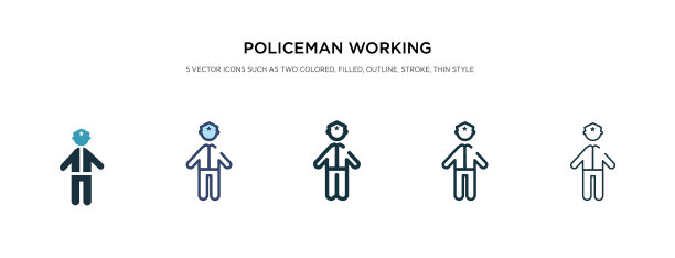 不同风格的警察工作图标图片下载