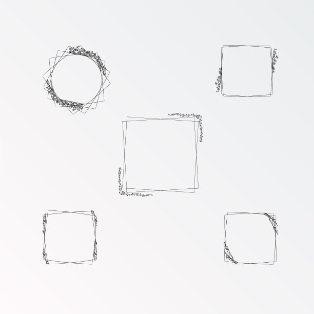 花卉涂鸦框架设置手绘图形图片下载