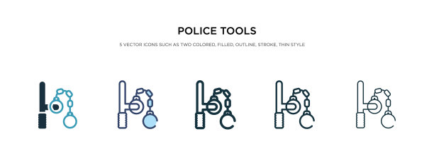不同风格的双色警用工具图标图片下载