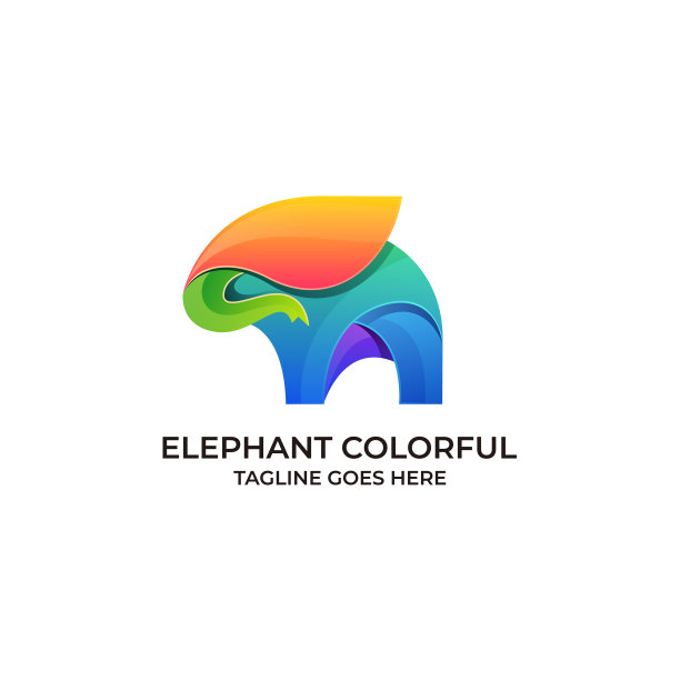 大象五彩缤纷的设计概念模板图片下载