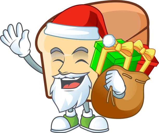 可爱的面包孤立卡通人物圣诞老人图片下载