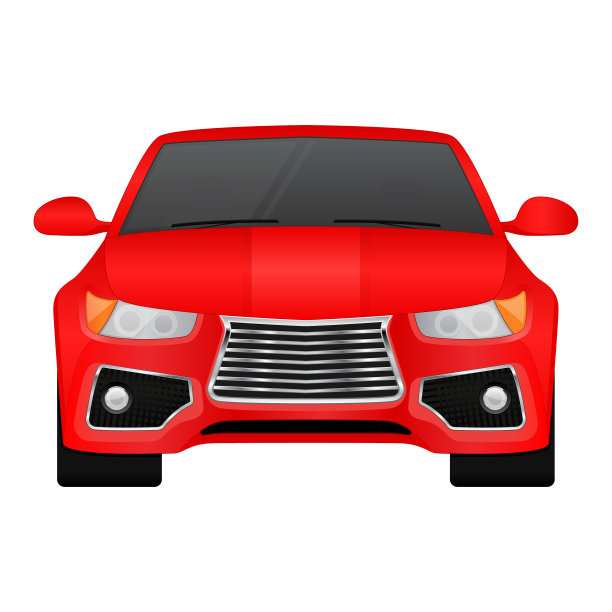 红色轿车正面视图图片下载