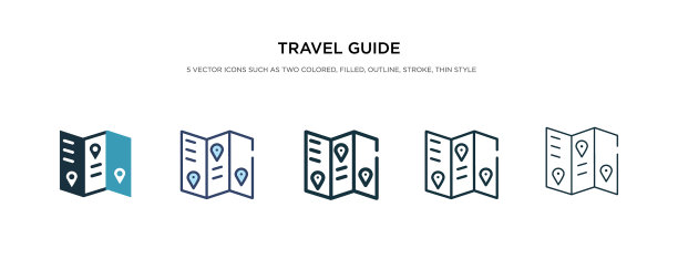 不同风格的双色旅行指南图标图片下载