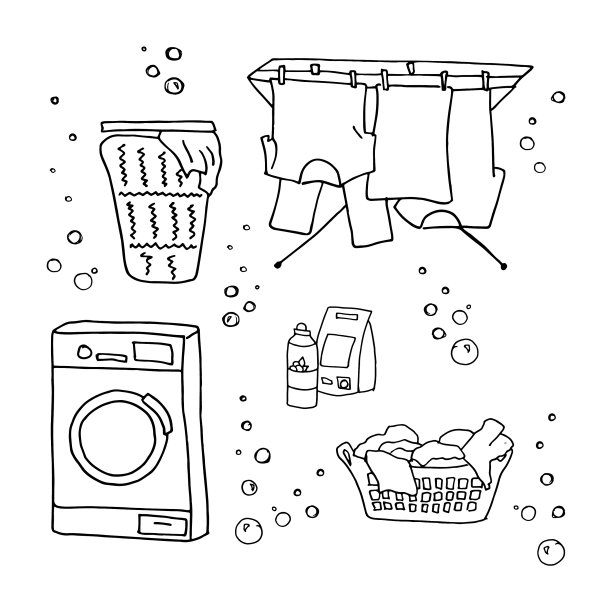 洗衣涂鸦套洗衣服洗图片下载