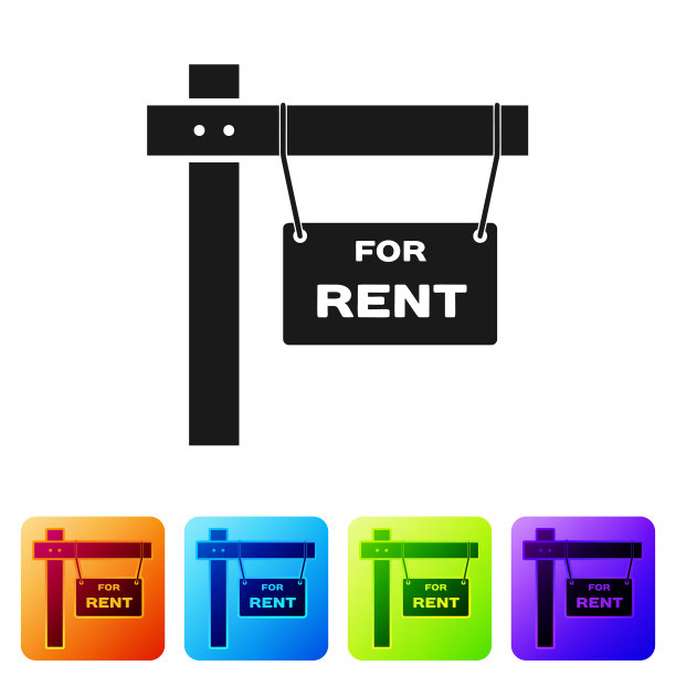 黑色悬挂标志与文字租赁图标图片下载