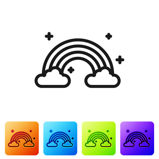 黑色彩虹与云图标孤立在白色图片下载