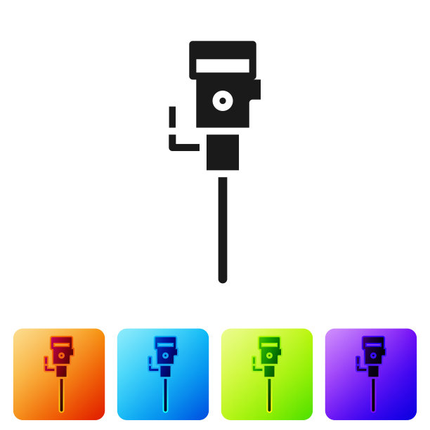 黑色施工手提钻图标隔离图片下载