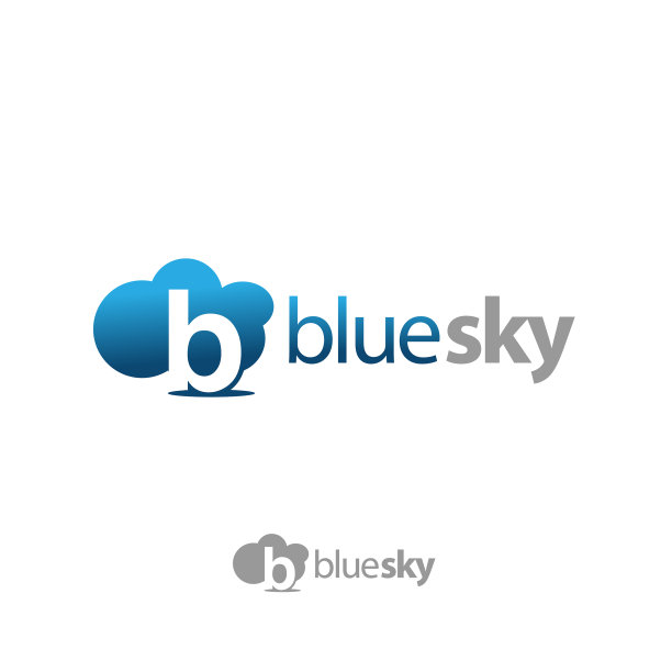 字母b标志与云元素和文字蓝天图片下载