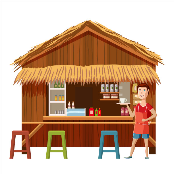 华荣街的咖啡馆餐厅和卖主图片下载