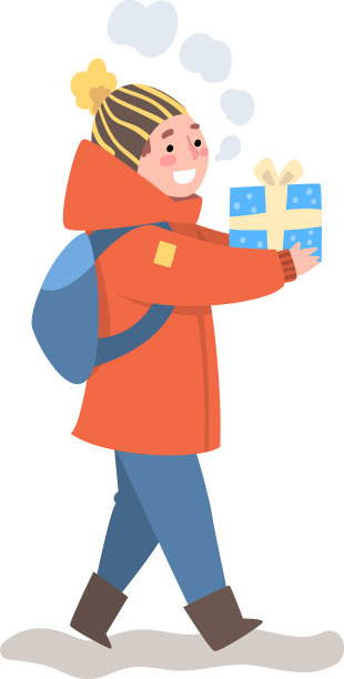 可爱快乐的男孩穿着冬装走在一起图片下载