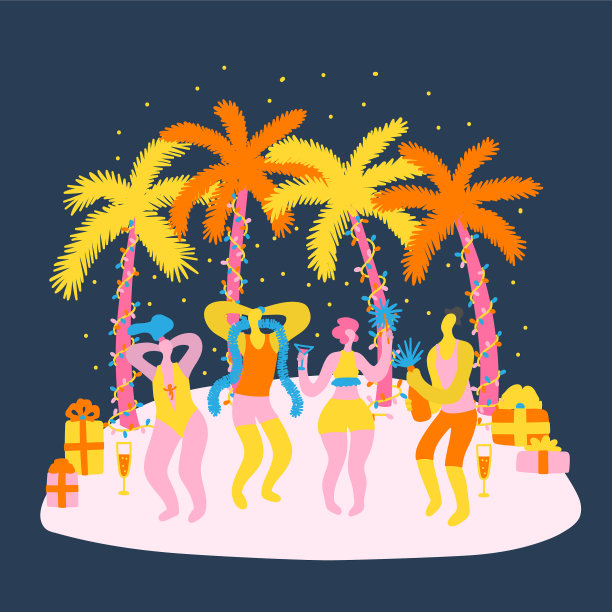 手绘的男人和女人穿着泳衣图片下载