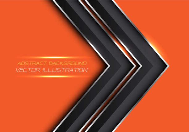 抽象的黑色银色双箭头上的橙色设计图片下载