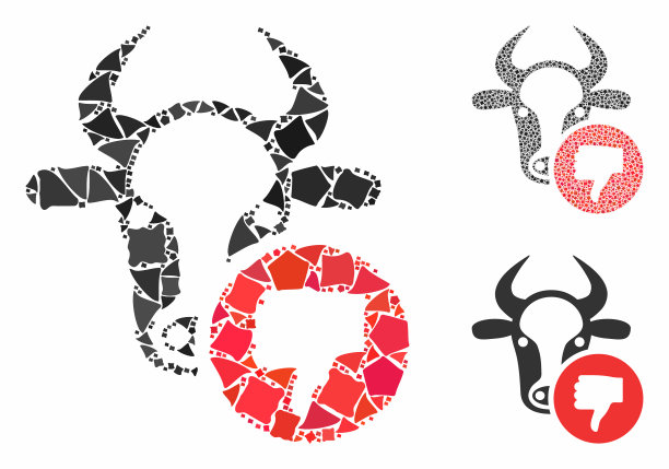 牛拇指向下组成图标褴褛的元素图片下载