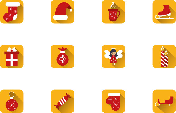 圣诞快乐图标套装图片下载
