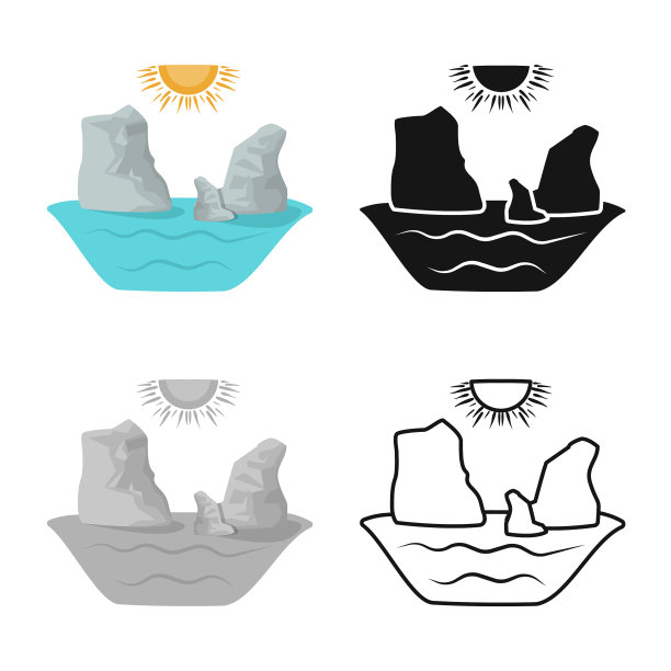 孤立的对象岩石和海湾标志设置岩石图片下载