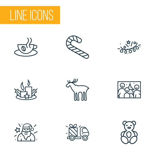 快乐的图标系列风格设置与家庭照片麋鹿图片下载