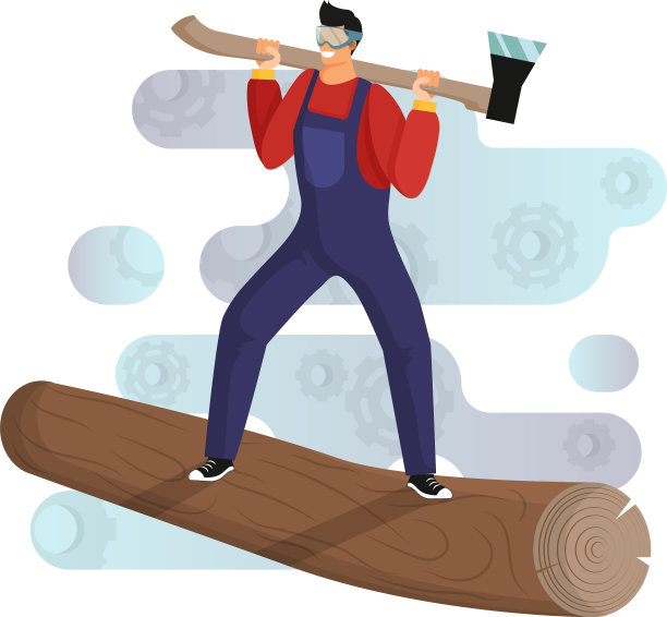一个穿着工作服戴着护目镜的年轻伐木工人图片下载