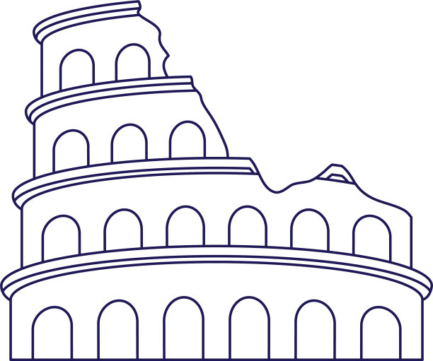 罗马斗兽场的图标平面设计图片下载