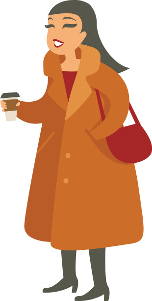 年轻的女孩穿着毛绒外套图片下载