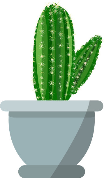 可爱的绿色仙人掌植物图标在灰色的花图片下载
