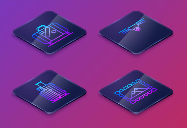 为旅行和旅行设置等距线旅行箱图片下载