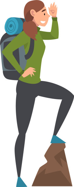 年轻女子拿着背包站在上面图片下载