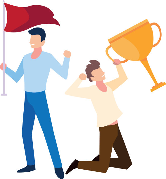 拿着金杯的年轻人图片下载