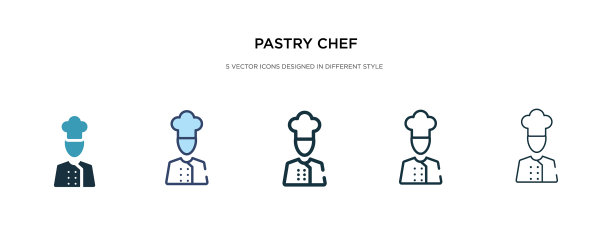 糕点厨师图标在不同的风格两种颜色图片下载