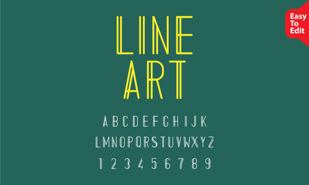线条艺术字母字体线条字母和数字图片下载