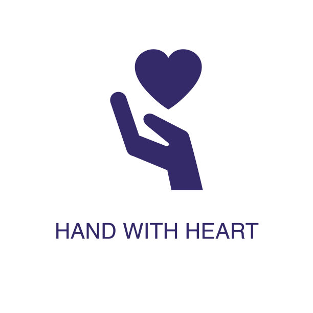 手与心元素在平面简约风格上图片下载
