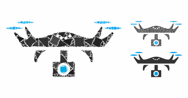 视频间谍直升机马赛克图标不均匀的元素图片下载