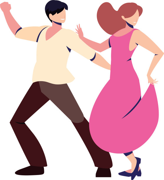 一对夫妇在白色上摆姿势跳舞图片下载