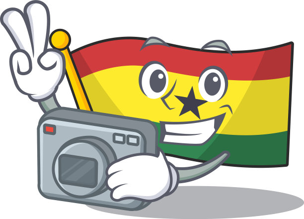 吉祥物卡通旗加纳与摄影师图片下载