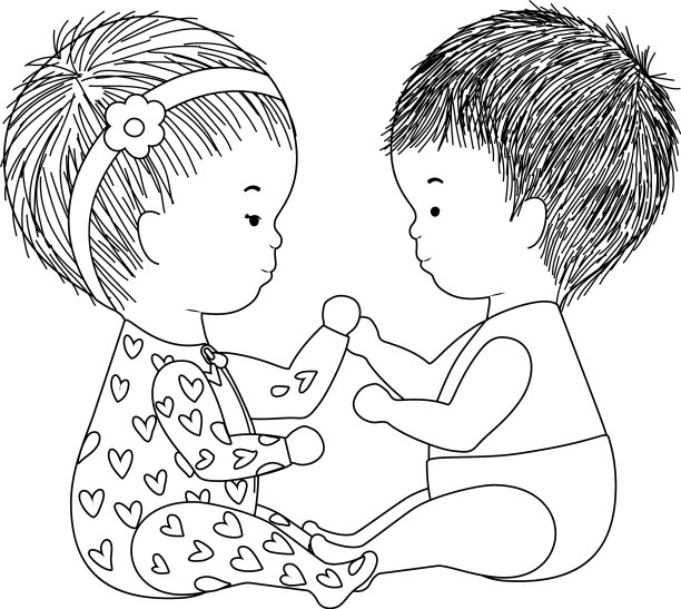 可爱的男孩和女孩设计图片下载