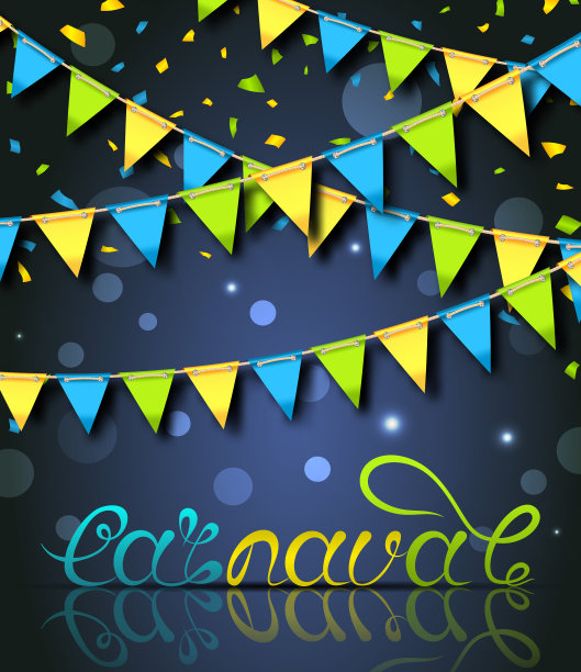 里约热内卢嘉年华彩旗及嘉年华字明信片图片下载