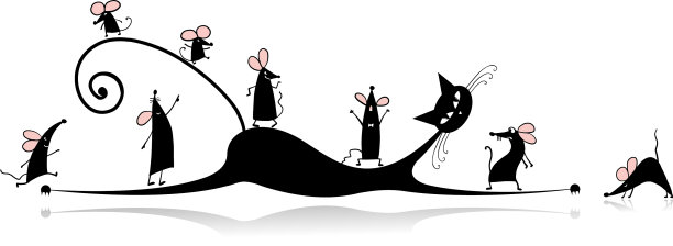 滑稽的老鼠家族和猫妈妈符号2020图片下载