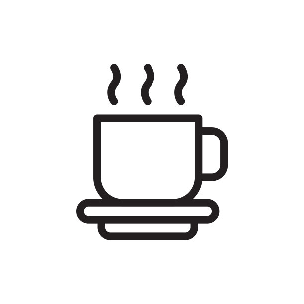 扁平线条咖啡杯图标logo元素咖啡图片下载