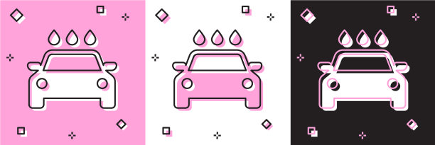 设置洗车图标隔离在粉红色和白色图片下载