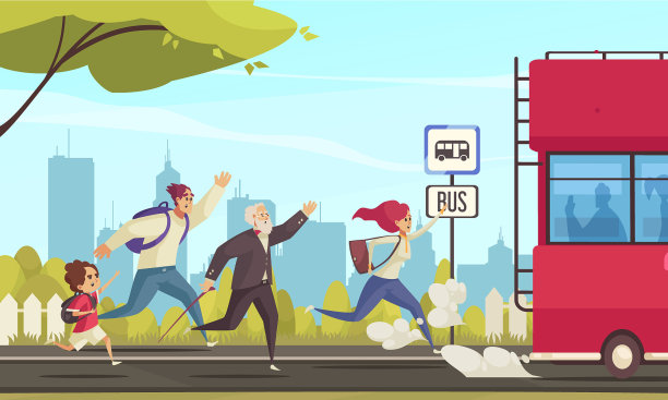 人们落在公共汽车后面图片下载