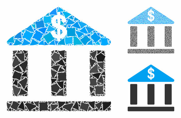 银行建筑马赛克图标破烂物品图片下载