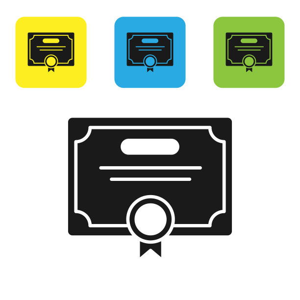 黑色证书模板图标隔离在白色上图片下载