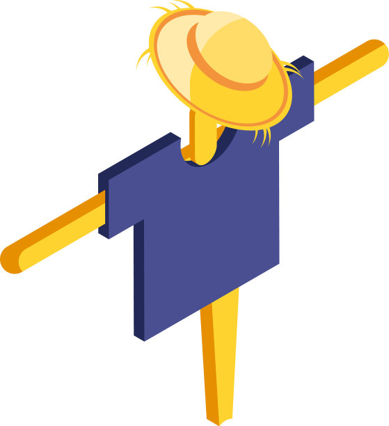 可爱的稻草人在白色的背景图片下载