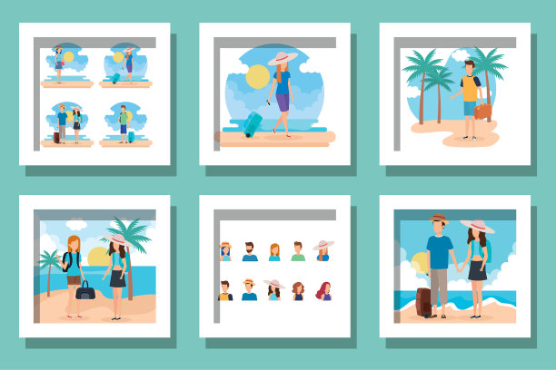 捆绑旅游人物角色图片下载