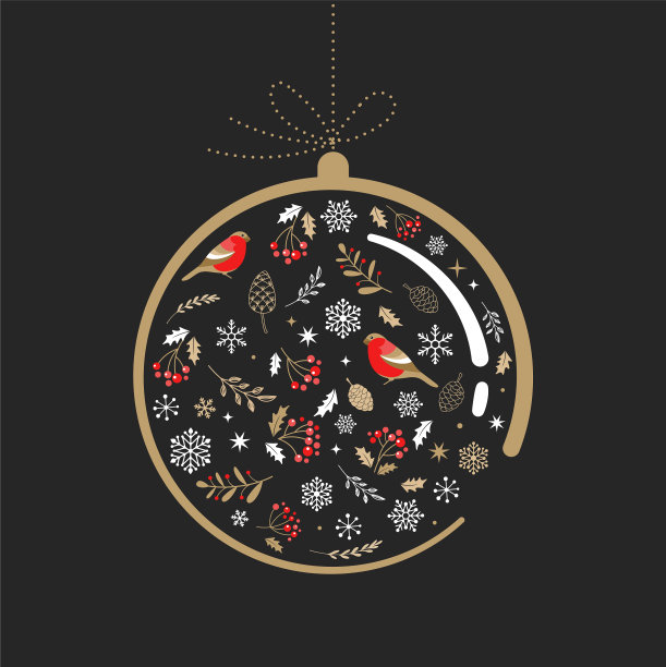 典雅的金色和黑色圣诞装饰搭配图片下载