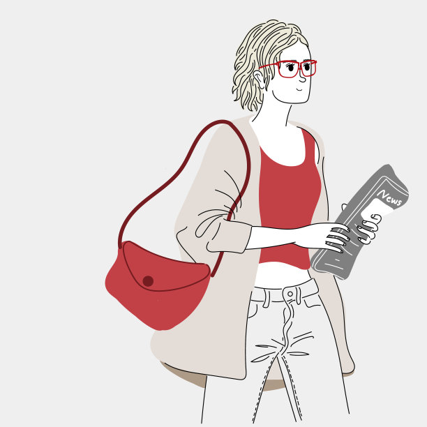 拿着报纸和行李的女人图片下载