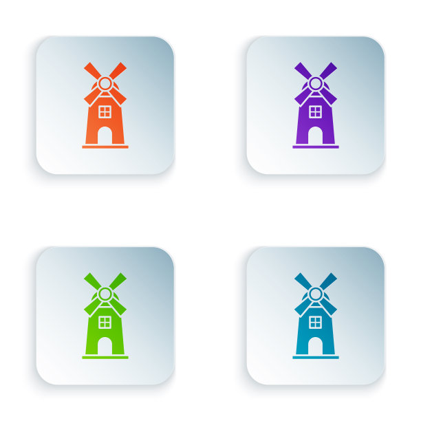 颜色风车图标孤立在白色背景图片下载